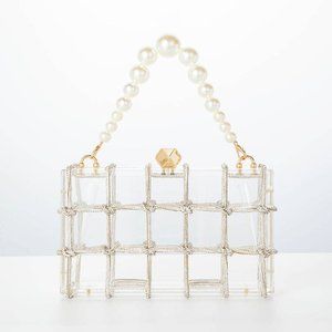 ONE OF A KIND! Luxurious Gold Diamond Acrylic Evening Bag
